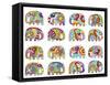 16 Elephants Pattern-Miguel Balbás-Framed Stretched Canvas