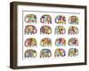 16 Elephants Pattern-Miguel Balbás-Framed Giclee Print