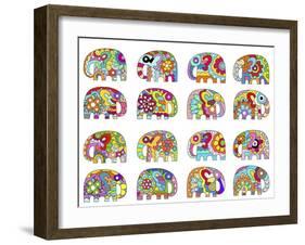 16 Elephants Pattern-Miguel Balbás-Framed Giclee Print