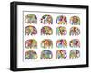 16 Elephants Pattern-Miguel Balbás-Framed Giclee Print