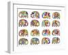 16 Elephants Pattern-Miguel Balbás-Framed Giclee Print