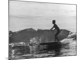 16 Yr. Old Surfer Kathy Kohner Riding a Wave-Allan Grant-Mounted Premium Photographic Print