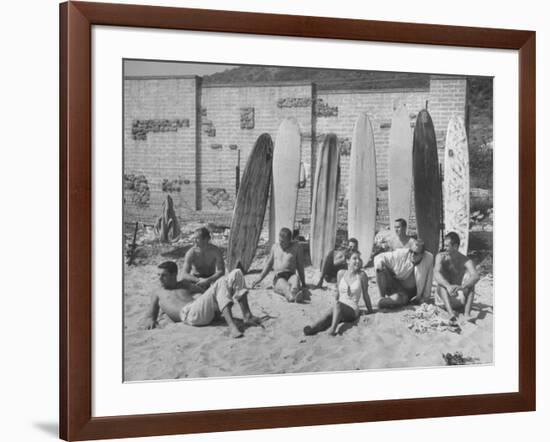 16 Yr. Old Surfer Kathy Kohner, with Her Friends-Allan Grant-Framed Premium Photographic Print