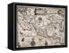 1600 Map of Spanish Territories in North America, Including Mexico, Cuba, California, and Florida-null-Framed Stretched Canvas