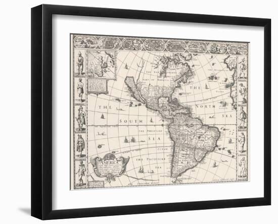 1626 Antique Map Of North And South America-Sergey-USSR-Framed Art Print