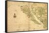 1650 Map of Baja California and Northwest Mexico, Showing California as an Island-null-Framed Stretched Canvas