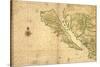 1650 Map of Baja California and Northwest Mexico, Showing California as an Island-null-Stretched Canvas