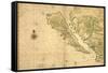 1650 Map of Baja California and Northwest Mexico, Showing California as an Island-null-Framed Stretched Canvas