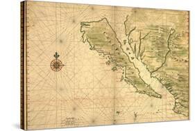 1650 Map of Baja California and Northwest Mexico, Showing California as an Island-null-Stretched Canvas