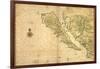 1650 Map of Baja California and Northwest Mexico, Showing California as an Island-null-Framed Art Print