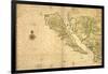 1650 Map of Baja California and Northwest Mexico, Showing California as an Island-null-Framed Art Print