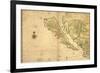 1650 Map of Baja California and Northwest Mexico, Showing California as an Island-null-Framed Art Print
