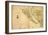 1650 Map of Baja California and Northwest Mexico, Showing California as an Island-null-Framed Art Print