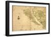 1650 Map of Baja California and Northwest Mexico, Showing California as an Island-null-Framed Art Print