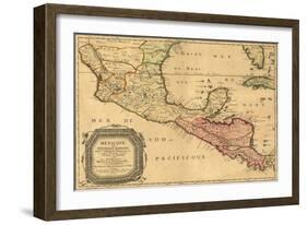 1656 Map of Central America and Mexico, Showing Many Modern Place Names and Boundaries-null-Framed Art Print