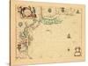 1675, A Chart/of the Sea coasts of/NEW=-ENGLAND/NEW=JARSEY VIRGINIA/MARYLAND and CAROLINA-null-Stretched Canvas