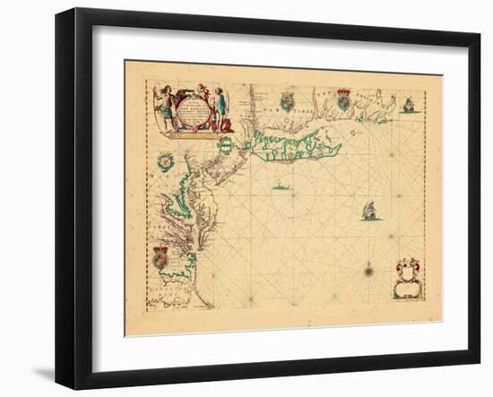 1675, A Chart/of the Sea coasts of/NEW=-ENGLAND/NEW=JARSEY VIRGINIA/MARYLAND and CAROLINA-null-Framed Giclee Print