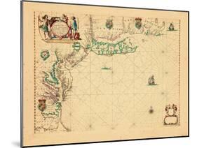 1675, A Chart/of the Sea coasts of/NEW=-ENGLAND/NEW=JARSEY VIRGINIA/MARYLAND and CAROLINA-null-Mounted Giclee Print