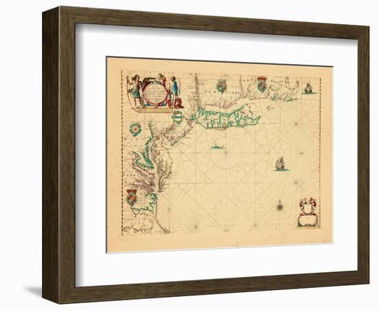 1675, A Chart/of the Sea coasts of/NEW=-ENGLAND/NEW=JARSEY VIRGINIA/MARYLAND and CAROLINA-null-Framed Giclee Print