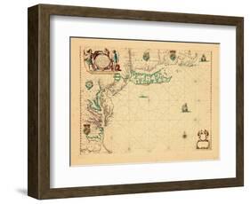 1675, A Chart/of the Sea coasts of/NEW=-ENGLAND/NEW=JARSEY VIRGINIA/MARYLAND and CAROLINA-null-Framed Giclee Print