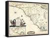 1682, North Carolina and South Carolina State Map, North Carolina, United States-null-Framed Stretched Canvas