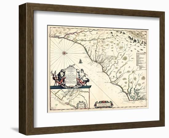 1682, North Carolina and South Carolina State Map, North Carolina, United States-null-Framed Giclee Print