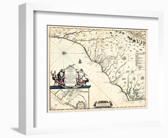 1682, North Carolina and South Carolina State Map, North Carolina, United States-null-Framed Giclee Print