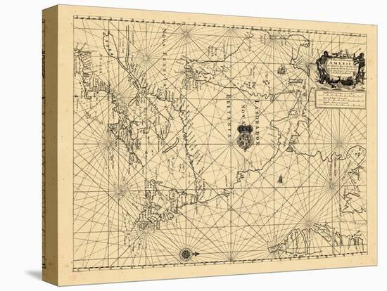 1689, A Chart of ye North part of/AMERICA./For Hudsons Bay Comonly called ye/NORTH WEST PASSAGE-null-Stretched Canvas