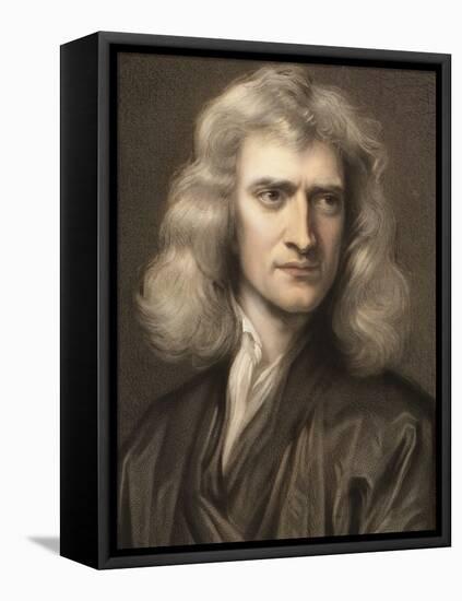 1689 Sir Isaac Newton Portrait Young-Paul Stewart-Framed Stretched Canvas