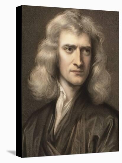 1689 Sir Isaac Newton Portrait Young-Paul Stewart-Stretched Canvas