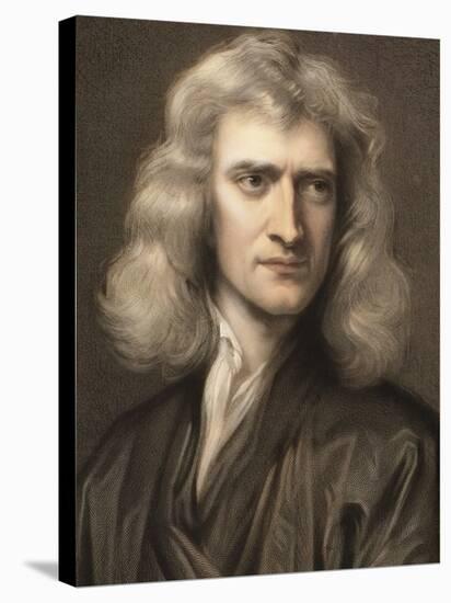 1689 Sir Isaac Newton Portrait Young-Paul Stewart-Stretched Canvas