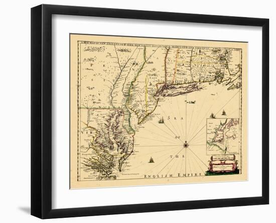 1690, New England, Connecticut, Maine, Massachusetts, New Hampshire, New Jersey, New York-null-Framed Giclee Print