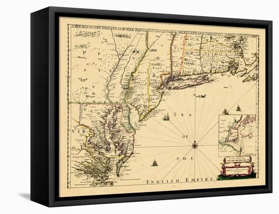 1690, New England, Connecticut, Maine, Massachusetts, New Hampshire, New Jersey, New York-null-Framed Stretched Canvas