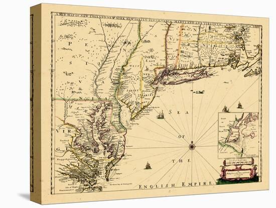 1690, New England, Connecticut, Maine, Massachusetts, New Hampshire, New Jersey, New York-null-Stretched Canvas