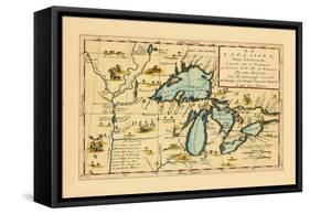 1696, Illinois, Indiana, Michigan, Minnesota, New York, Ohio, Ontario, Pennsylvania, Wisconsin-null-Framed Stretched Canvas