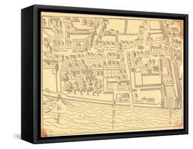 16Th Century Map of London-null-Framed Stretched Canvas