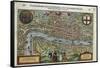 16th-Century Map of London-null-Framed Stretched Canvas