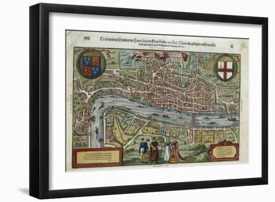 16th-Century Map of London-null-Framed Giclee Print