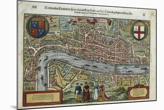 16th-Century Map of London-null-Mounted Giclee Print