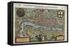 16th-Century Map of London-null-Framed Stretched Canvas