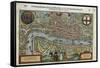 16th-Century Map of London-null-Framed Stretched Canvas