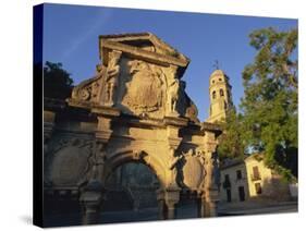 16th Century Ornamental Fountain in the Plaza Santa Maria at Sunrise, Baeza, Jaen, Andalucia, Spain-Tomlinson Ruth-Stretched Canvas