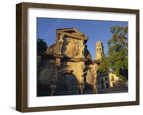 16th Century Ornamental Fountain in the Plaza Santa Maria at Sunrise, Baeza, Jaen, Andalucia, Spain-Tomlinson Ruth-Framed Photographic Print