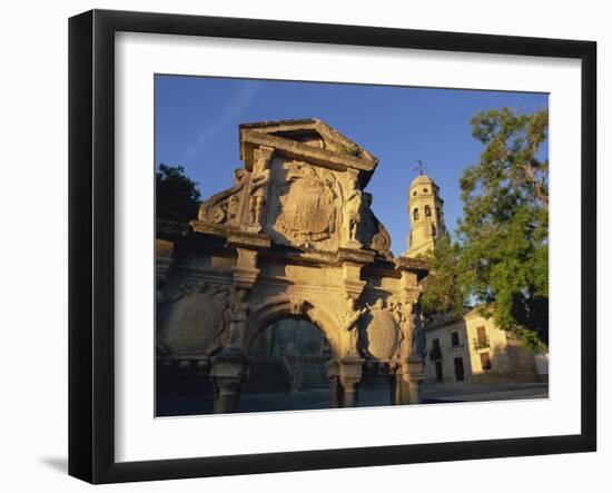 16th Century Ornamental Fountain in the Plaza Santa Maria at Sunrise, Baeza, Jaen, Andalucia, Spain-Tomlinson Ruth-Framed Photographic Print