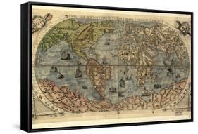 16th Century World Map-Library of Congress-Framed Stretched Canvas