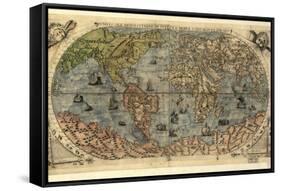 16th Century World Map-Library of Congress-Framed Stretched Canvas