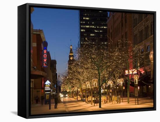 16th Street Walking Mall, Denver, Colorado, USA-Chuck Haney-Framed Stretched Canvas