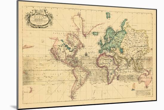 1708, World, Mercator Projection-null-Mounted Giclee Print