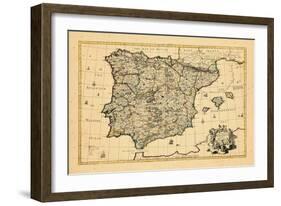 1710, A correct map of Spain and Portugal according to the newest observations-null-Framed Giclee Print