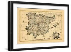 1710, A correct map of Spain and Portugal according to the newest observations-null-Framed Giclee Print